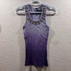 Purple and gold beaded tank top